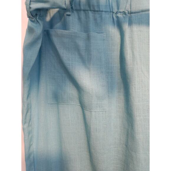 Ruby Rd Paradise Palms Light Blue Linen Wide Leg Cropped‎ Pants Wms XL NWT Beach - Picture 3 of 6
